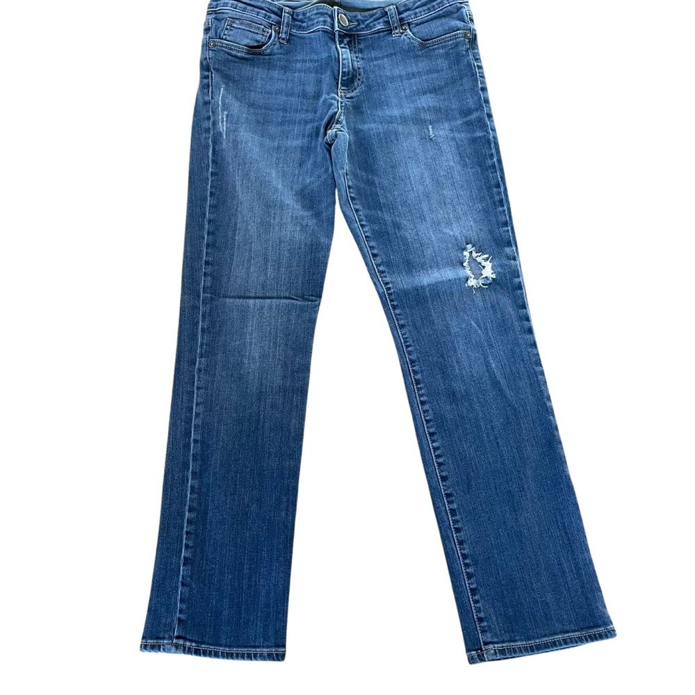 Kut from the Kloth Distressed Straight Leg Jeans.  Size 10